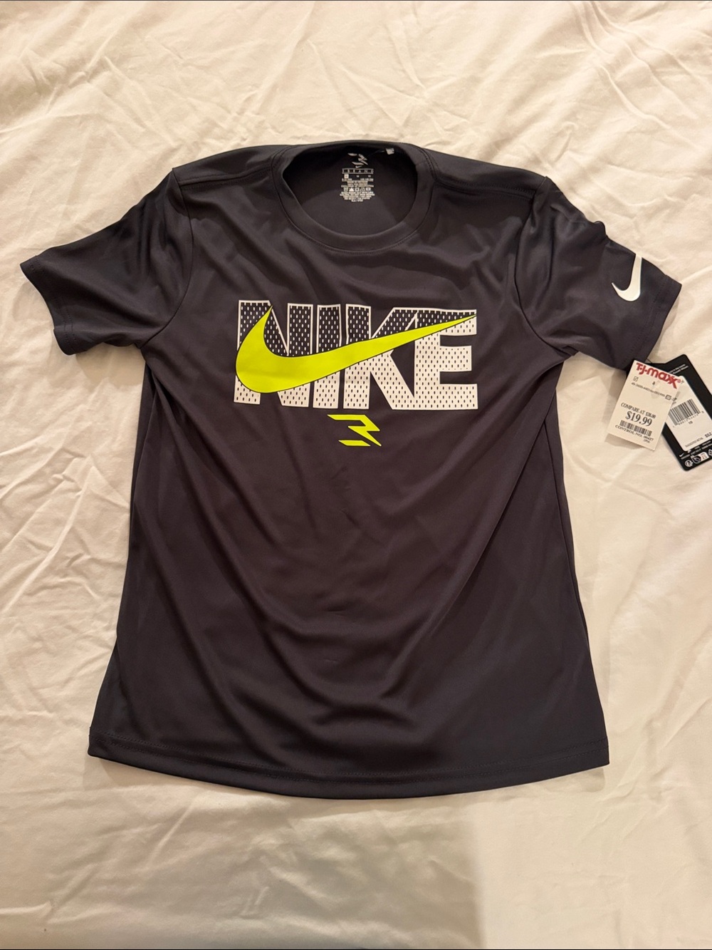 Nike Men’s Black Short-Sleeve Logo Tee with Neon Yellow Swoosh